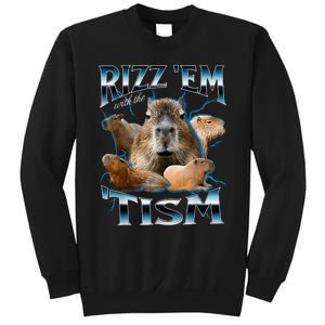 Rizz Em With The Tism Capybara Funny Oddly Dank Sweatshirt