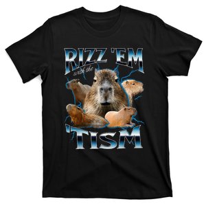 Rizz Em With The Tism Capybara Funny Oddly Dank T-Shirt