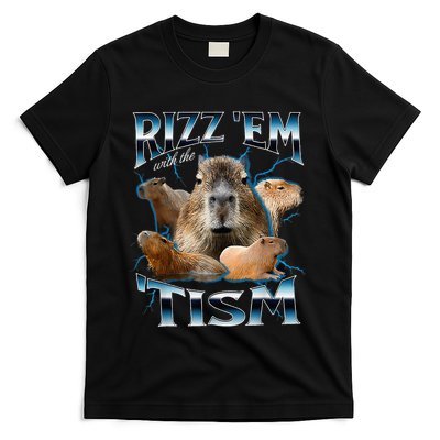 Rizz Em With The Tism Capybara Funny Oddly Dank T-Shirt