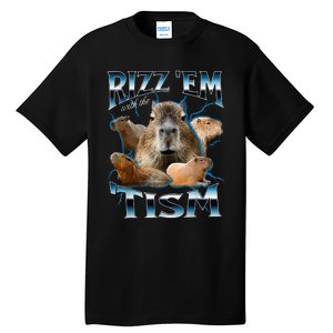 Rizz Em With The Tism Capybara Funny Oddly Dank Tall T-Shirt