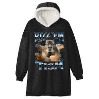 Rizz Em With The Tism Capybara Funny Oddly Dank Hooded Wearable Blanket