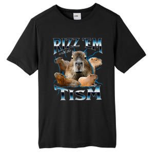 Rizz Em With The Tism Capybara Funny Oddly Dank Tall Fusion ChromaSoft Performance T-Shirt