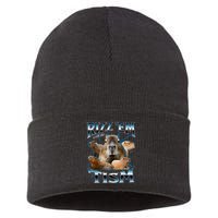 Rizz Em With The Tism Capybara Funny Oddly Dank Sustainable Knit Beanie