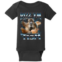 Rizz Em With The Tism Capybara Funny Oddly Dank Baby Bodysuit