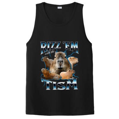 Rizz Em With The Tism Capybara Funny Oddly Dank PosiCharge Competitor Tank