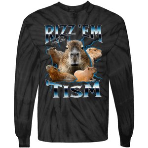 Rizz Em With The Tism Capybara Funny Oddly Dank Tie-Dye Long Sleeve Shirt