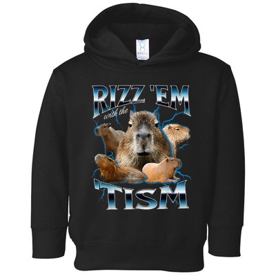 Rizz Em With The Tism Capybara Funny Oddly Dank Toddler Hoodie