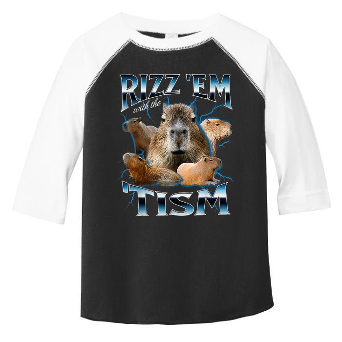 Rizz Em With The Tism Capybara Funny Oddly Dank Toddler Fine Jersey T-Shirt