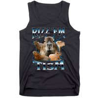 Rizz Em With The Tism Capybara Funny Oddly Dank Tank Top