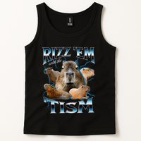 Rizz Em With The Tism Capybara Funny Oddly Dank Tank Top