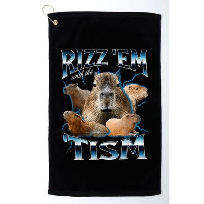Rizz Em With The Tism Capybara Funny Oddly Dank Golf Towel