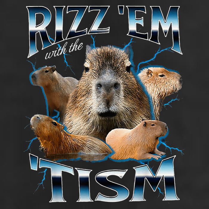Rizz Em With The Tism Capybara Funny Oddly Dank Golf Towel