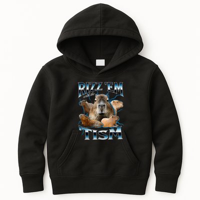 Rizz Em With The Tism Capybara Funny Oddly Dank Kids Hoodie