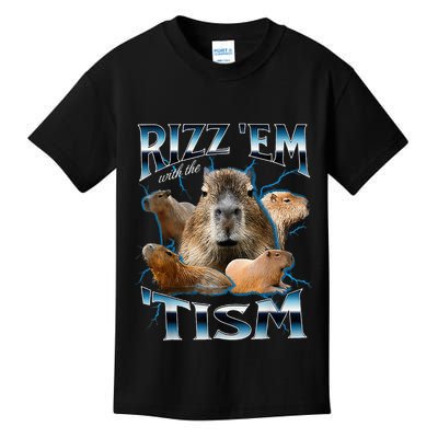 Rizz Em With The Tism Capybara Funny Oddly Dank Kids T-Shirt