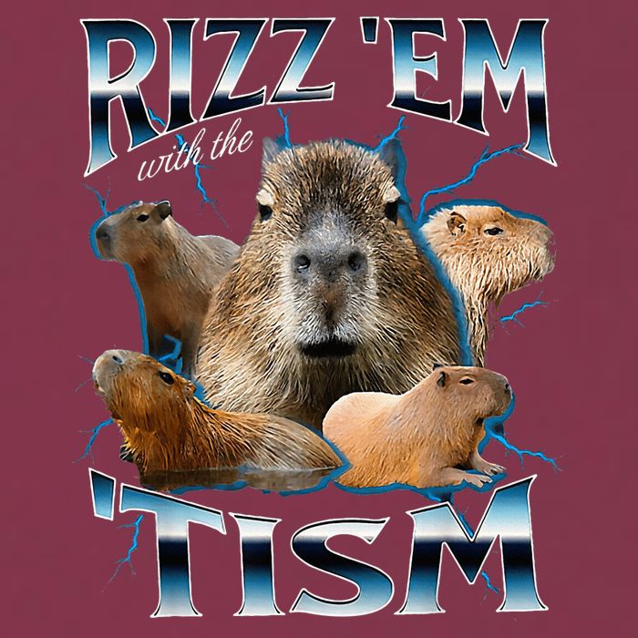 Rizz Em With The Tism Capybara Funny Oddly Dank 16oz Travel Tumbler
