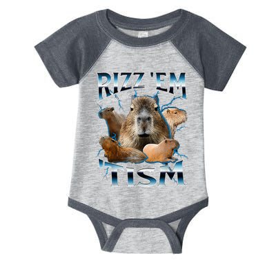 Rizz Em With The Tism Capybara Funny Oddly Dank Infant Baby Jersey Bodysuit