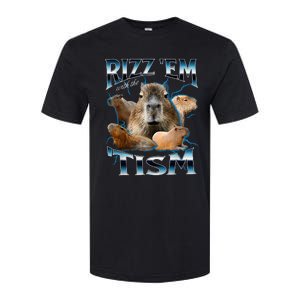 Rizz Em With The Tism Capybara Funny Oddly Dank Softstyle CVC T-Shirt