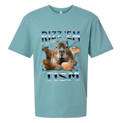 Rizz Em With The Tism Capybara Funny Oddly Dank Sueded Cloud Jersey T-Shirt