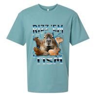 Rizz Em With The Tism Capybara Funny Oddly Dank Sueded Cloud Jersey T-Shirt