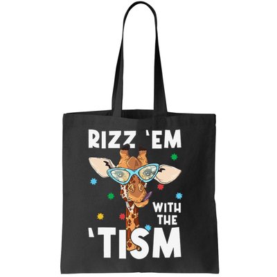 Rizz Em With The Tism Funny Autism Awareness Giraffe Lovers Bag