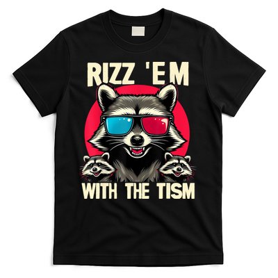 Rizz Em With The Tism Retro Vintage Raccoon Meme T-Shirt