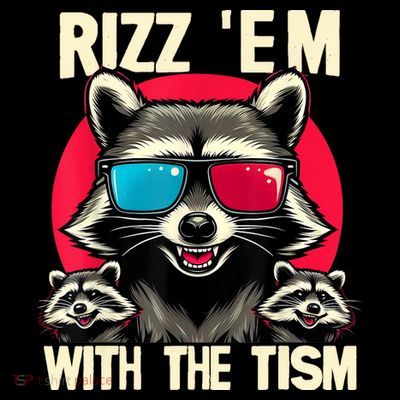 Rizz Em With The Tism Retro Vintage Raccoon Meme T-Shirt