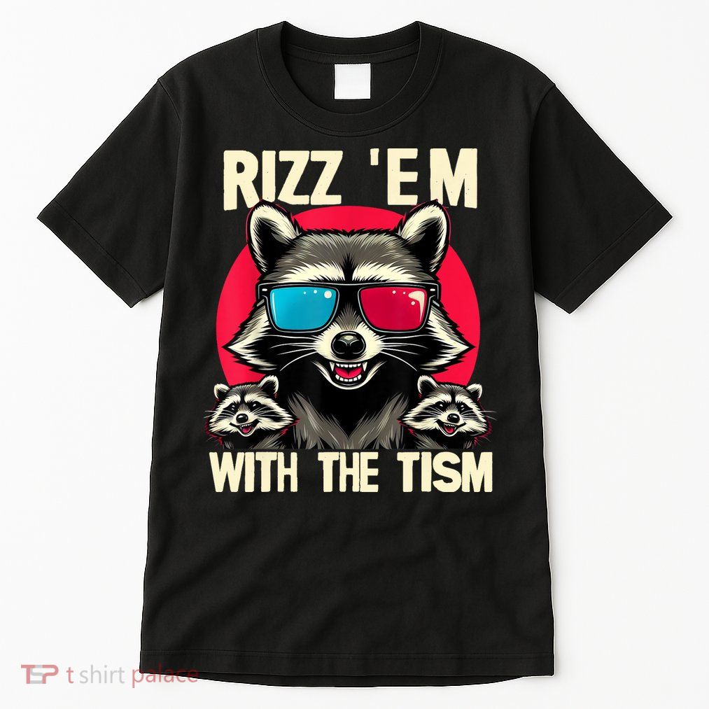 Rizz Em With The Tism Retro Vintage Raccoon Meme Tall T-Shirt