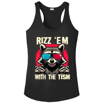 Rizz Em With The Tism Retro Vintage Raccoon Meme Ladies PosiCharge Competitor Racerback Tank