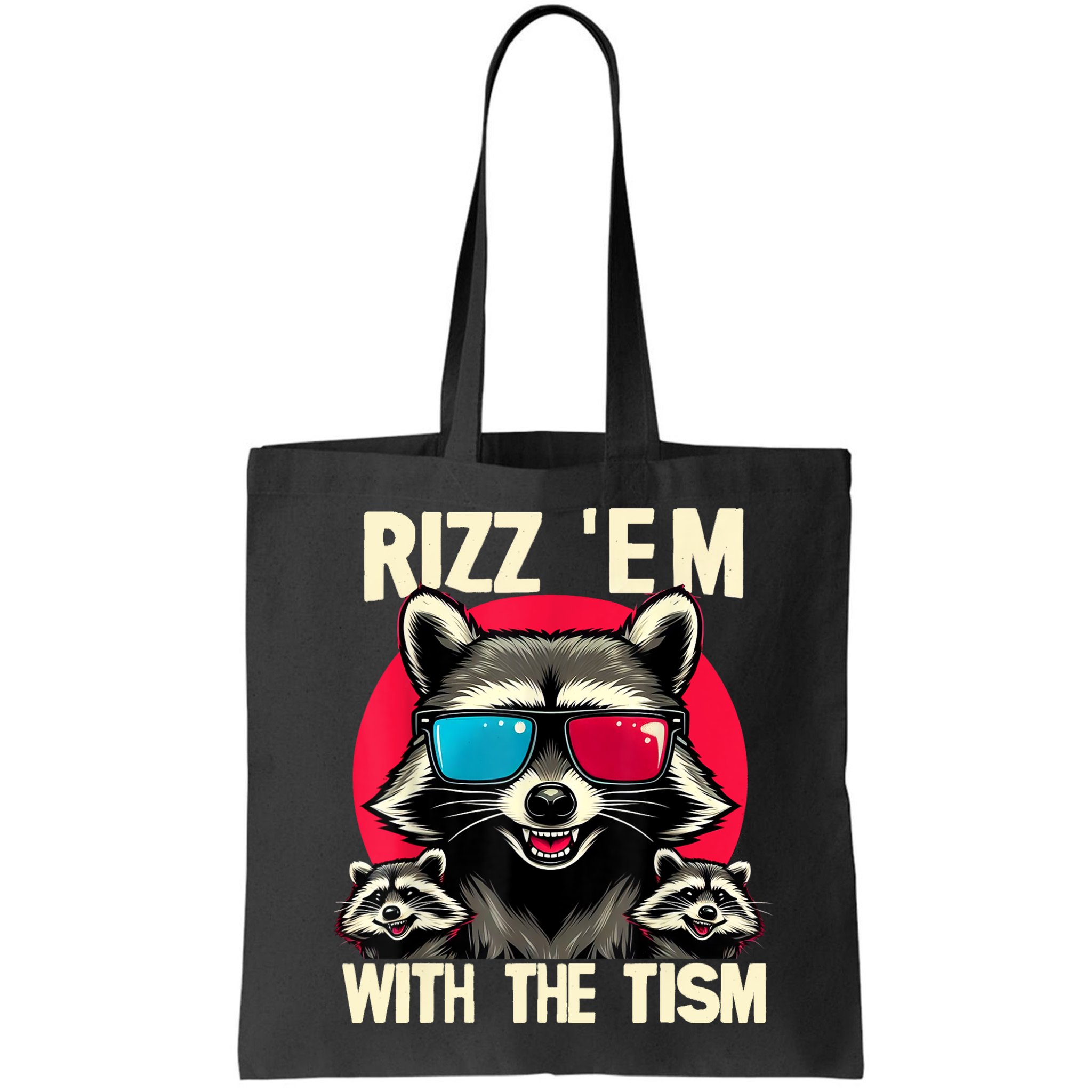 Rizz Em With The Tism Retro Vintage Raccoon Meme Bag