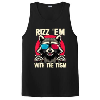 Rizz Em With The Tism Retro Vintage Raccoon Meme PosiCharge Competitor Tank