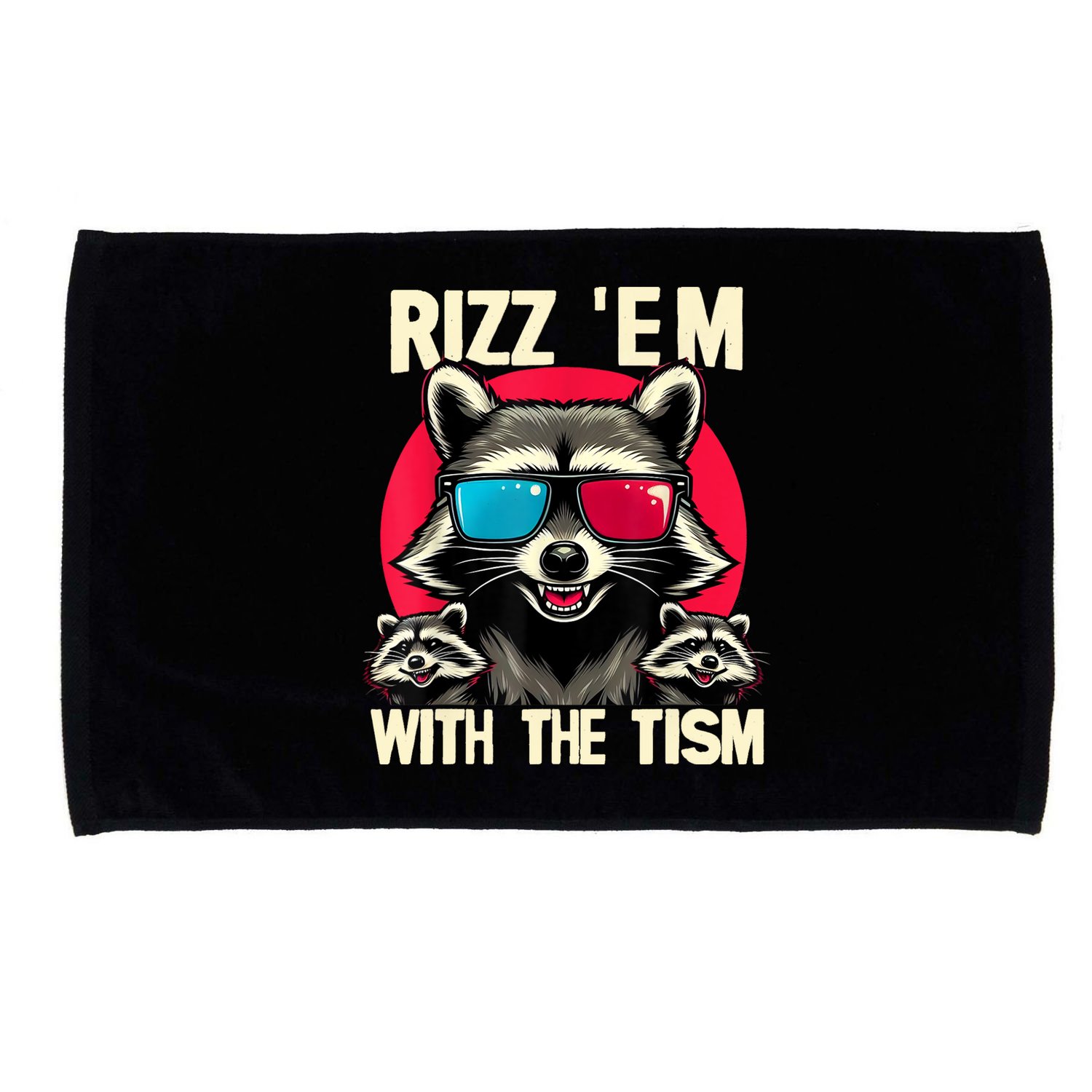 Rizz Em With The Tism Retro Vintage Raccoon Meme Microfiber Hand Towel