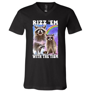 Rizz Em With The Tism Rizzler Ohio Rizz V-Neck T-Shirt