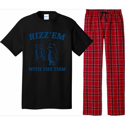 Rizz Em With The Tism Autism Bear Vintage Meme Humor Gift Pajama Set