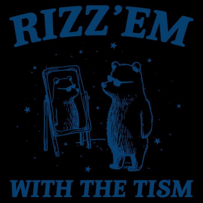 Rizz Em With The Tism Autism Bear Vintage Meme Humor Gift Flatbill Hat