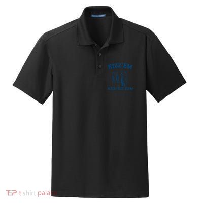 Rizz Em With The Tism Autism Bear Vintage Meme Humor Gift Dry Zone Grid Polo