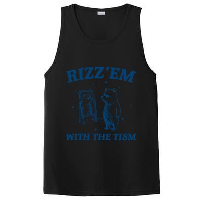 Rizz Em With The Tism Autism Bear Vintage Meme Humor Gift PosiCharge Competitor Tank