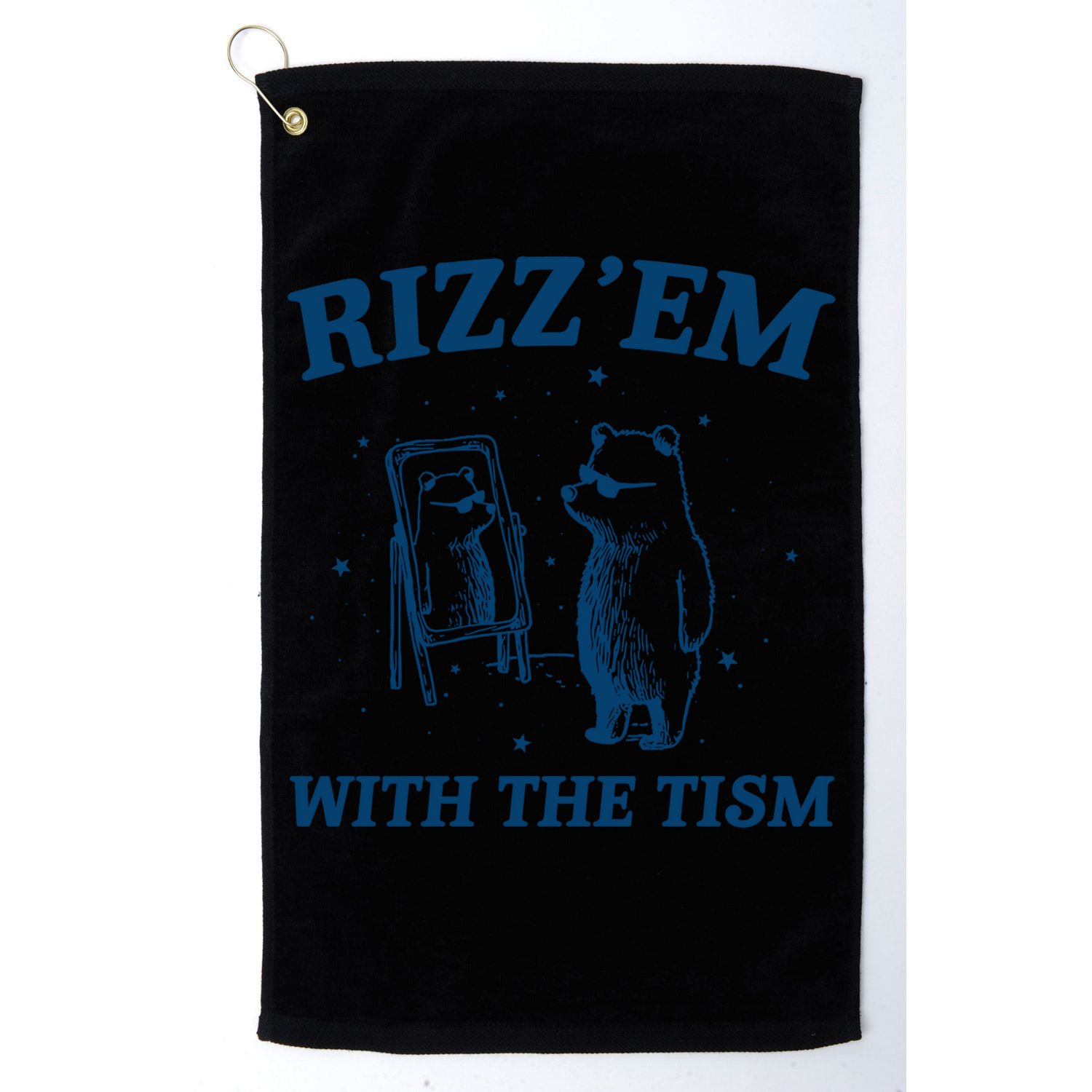 Rizz Em With The Tism Autism Bear Vintage Meme Humor Gift Golf Towel