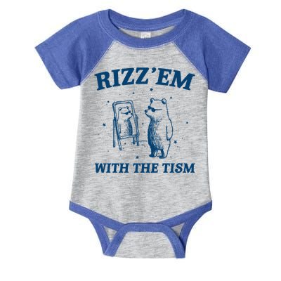 Rizz Em With The Tism Autism Bear Vintage Meme Humor Gift Infant Baby Jersey Bodysuit