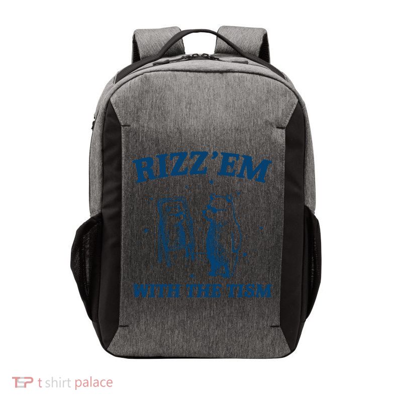 Rizz Em With The Tism Autism Bear Vintage Meme Humor Gift Vector Backpack