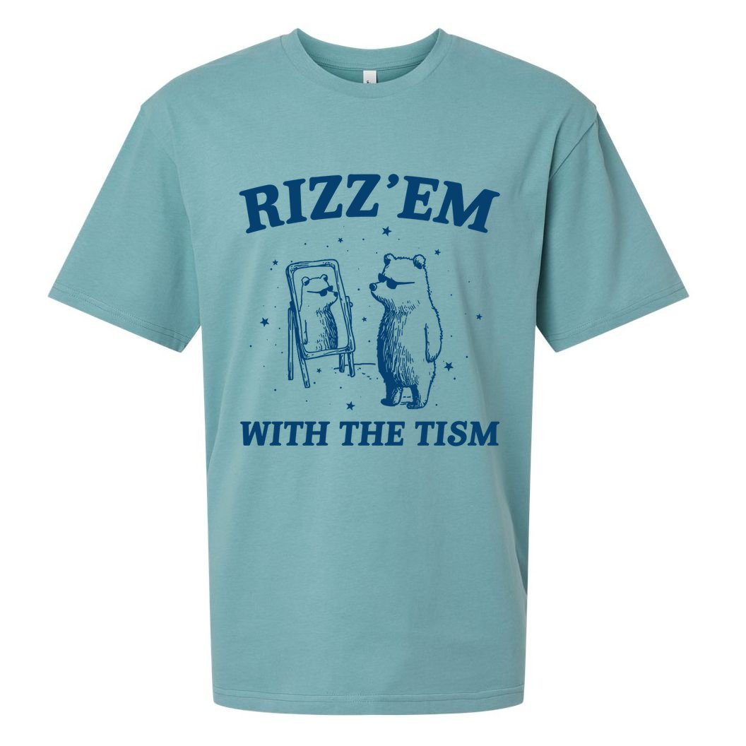 Rizz Em With The Tism Autism Bear Vintage Meme Humor Gift Sueded Cloud Jersey T-Shirt