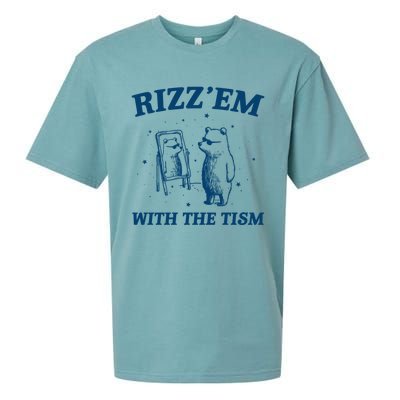 Rizz Em With The Tism Autism Bear Vintage Meme Humor Gift Sueded Cloud Jersey T-Shirt