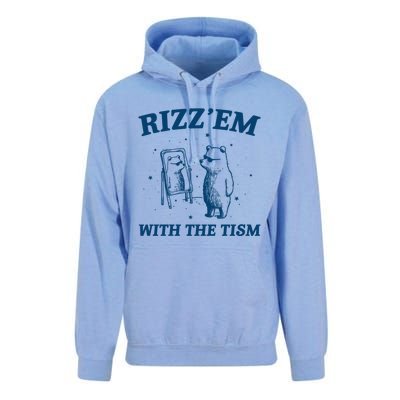 Rizz Em With The Tism Autism Bear Vintage Meme Humor Gift Unisex Surf Hoodie