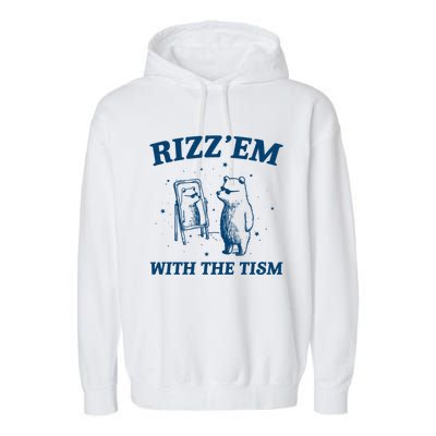 Rizz Em With The Tism Autism Bear Vintage Meme Humor Gift Garment-Dyed Fleece Hoodie