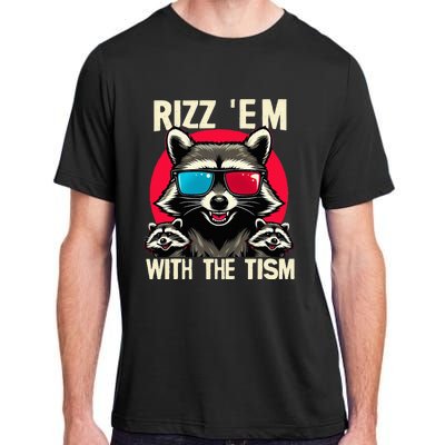 Rizz Em With The Tism Retro Vintage Raccoon Meme Adult ChromaSoft Performance T-Shirt