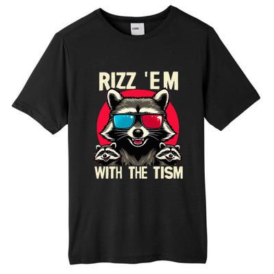 Rizz Em With The Tism Retro Vintage Raccoon Meme Tall Fusion ChromaSoft Performance T-Shirt