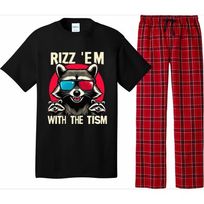 Rizz Em With The Tism Retro Vintage Raccoon Meme Pajama Set