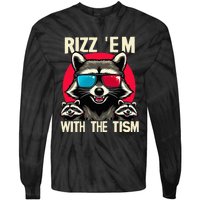 Rizz Em With The Tism Retro Vintage Raccoon Meme Tie-Dye Long Sleeve Shirt