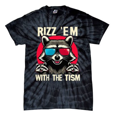 Rizz Em With The Tism Retro Vintage Raccoon Meme Tie-Dye T-Shirt