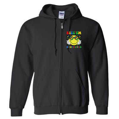 Rizz Em With The Tism Funny Autism Awareness Full Zip Hoodie