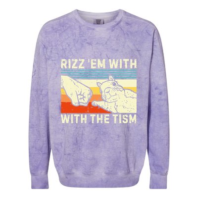 Rizz Em With The Tism Rizzler Joke Meme Rizzling Squirrel Colorblast Crewneck Sweatshirt